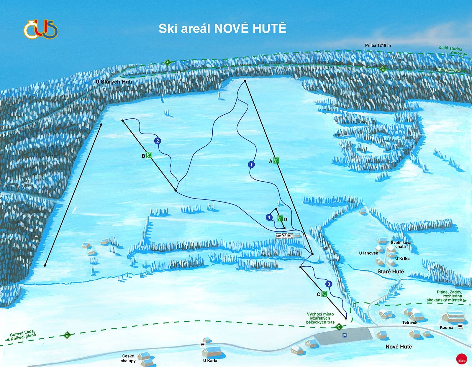 Nové Hutě trail map