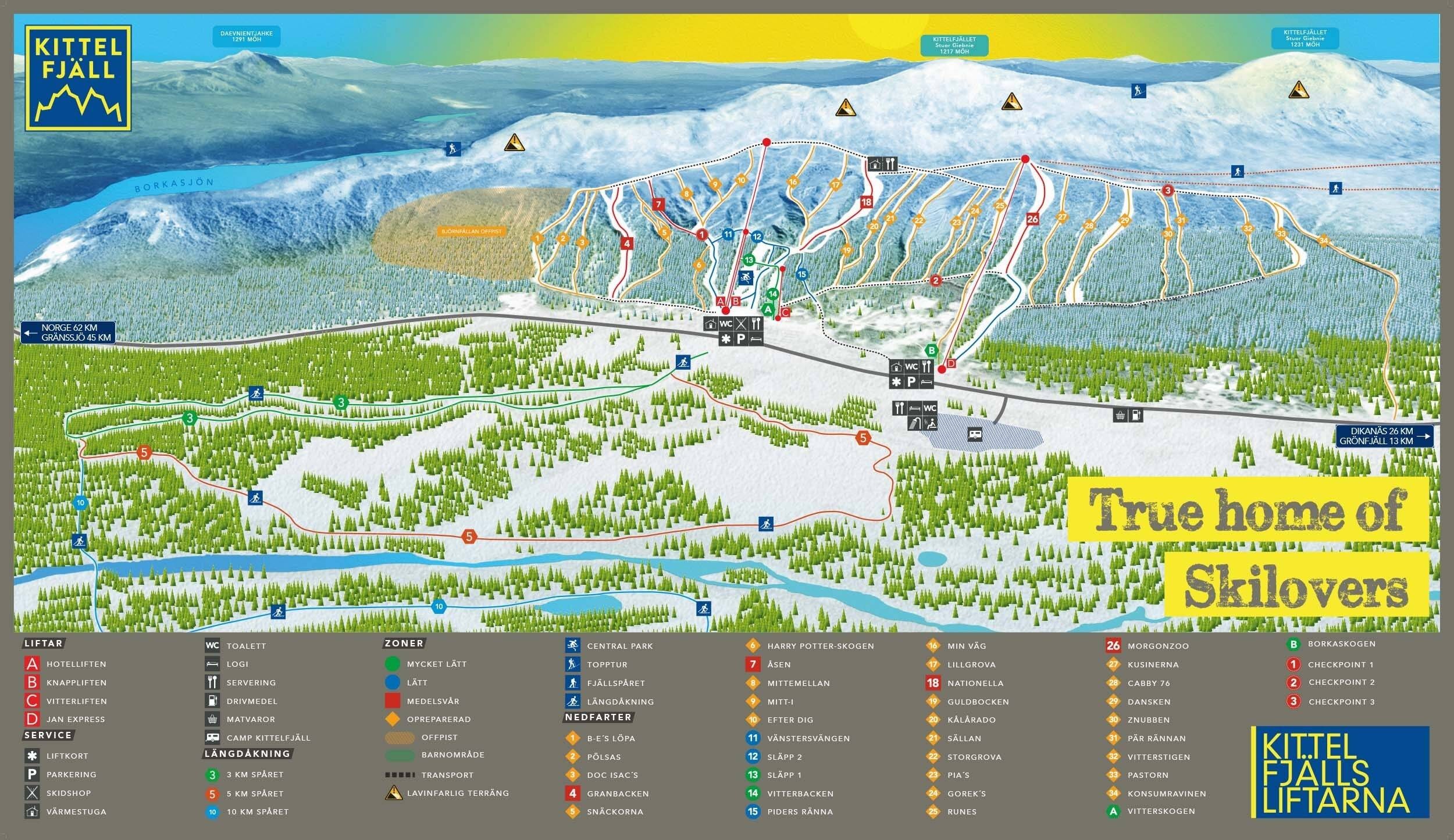 Kittelfjäll trail map