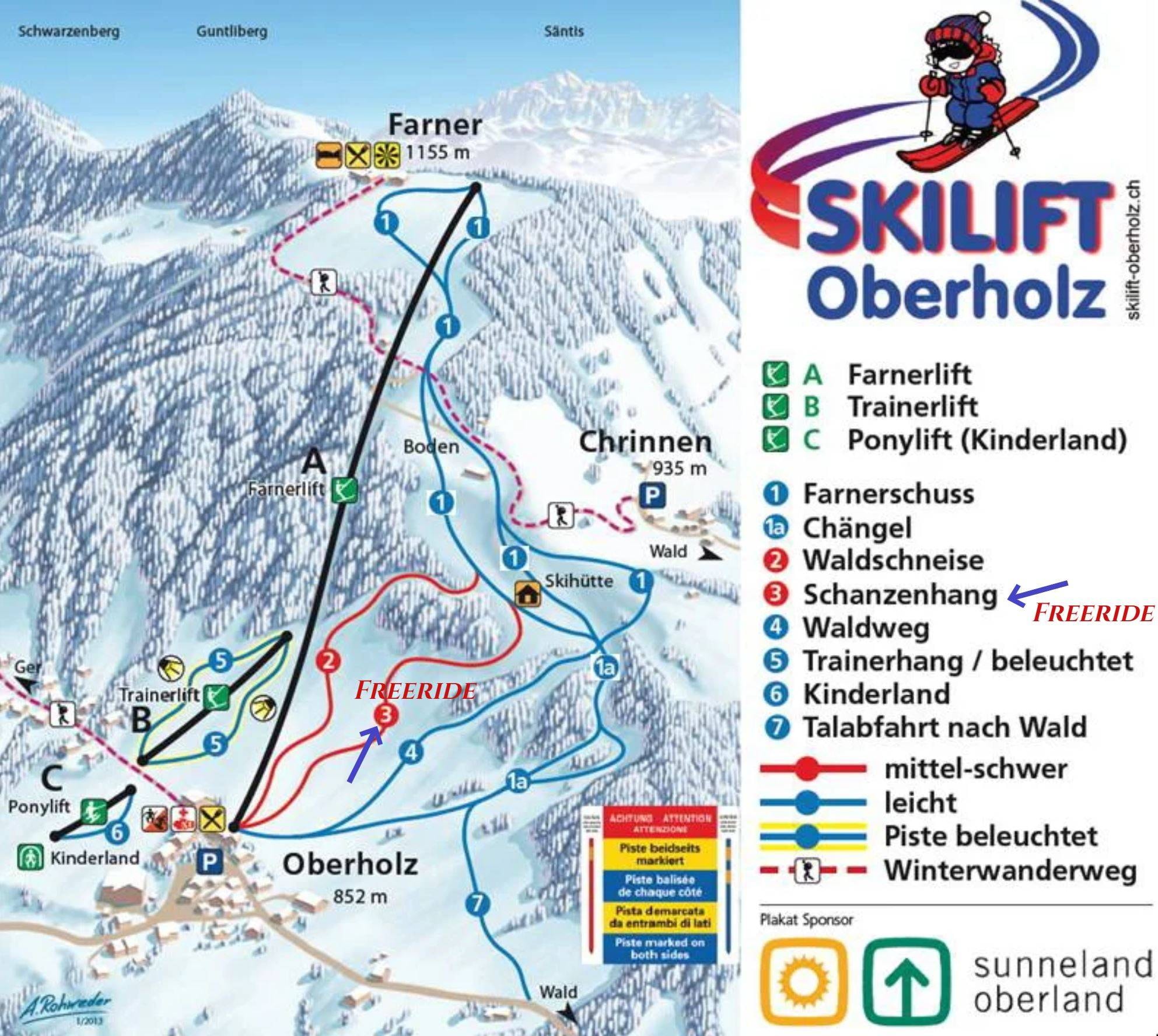 Oberholz – Farner trail map