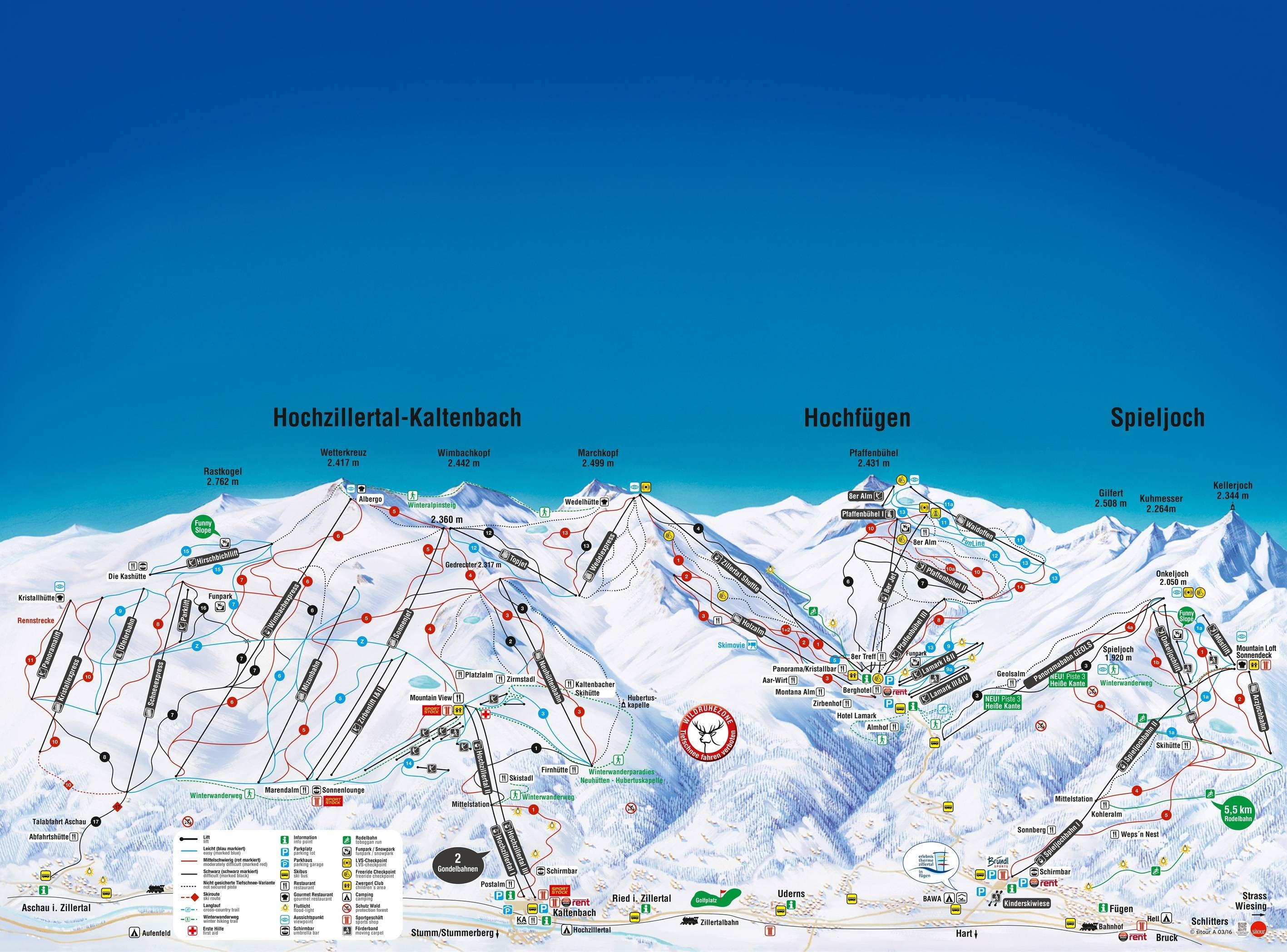 Kaltenbach – Hochzillertal/Hochfügen (SKi-optimal) trail map