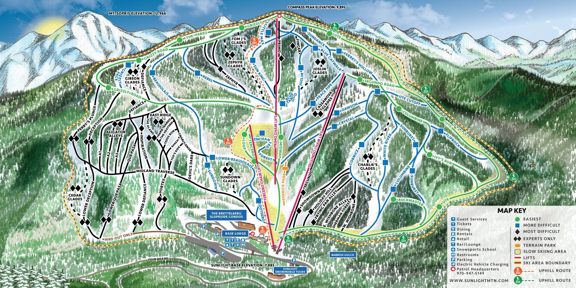 Sunlight Mountain trail map