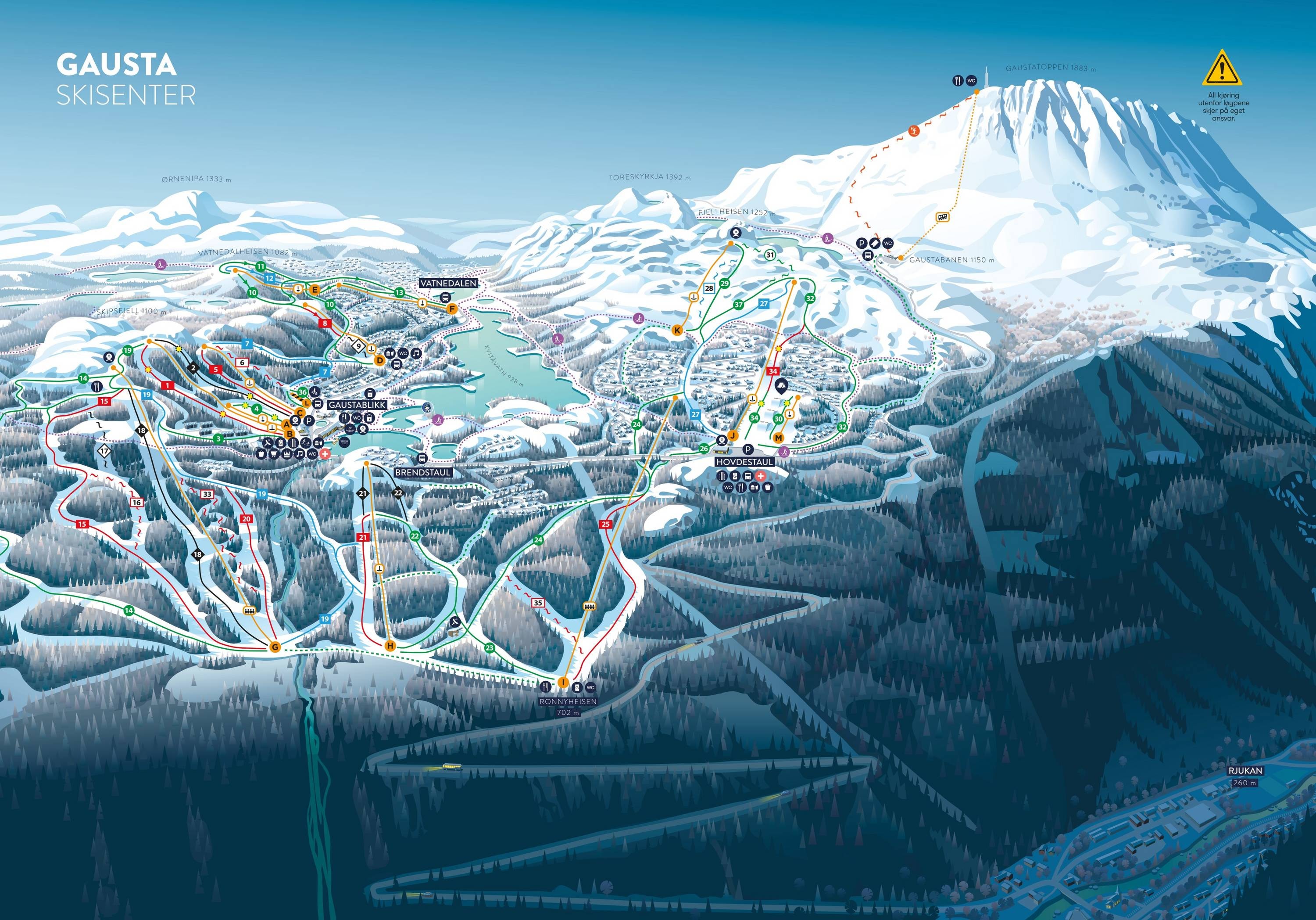 Gaustablikk – Rjukan trail map