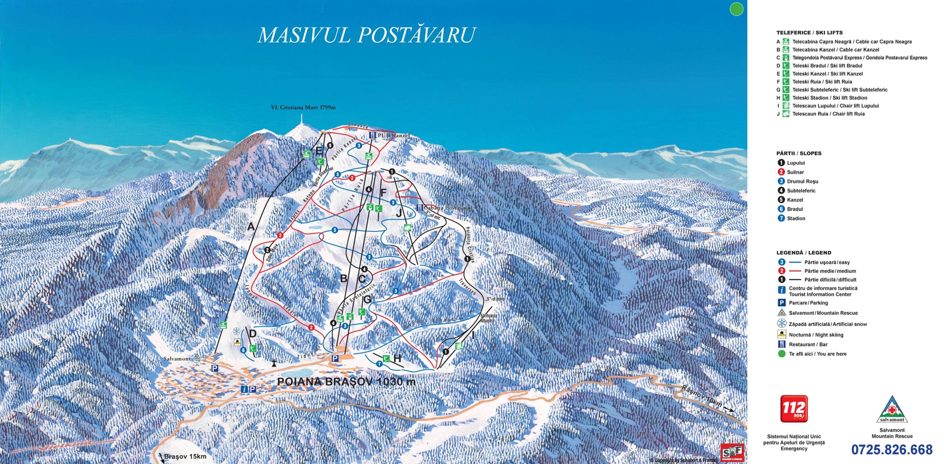 Poiana Brașov trail map
