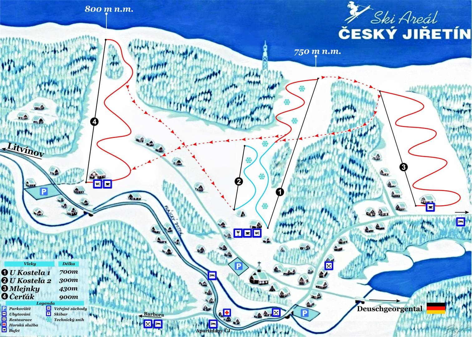 Český Jiřetín trail map