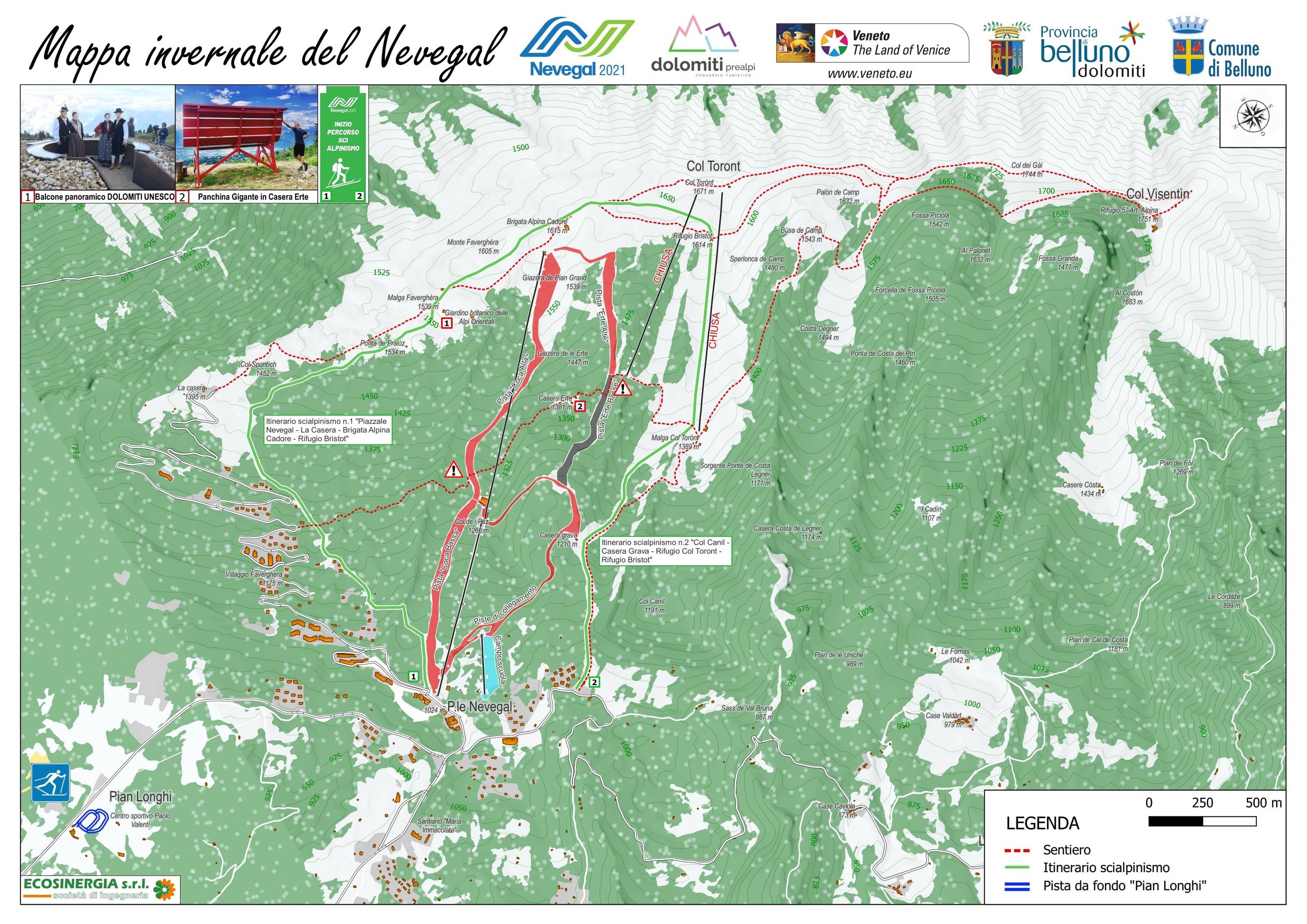 Alpe del Nevegal trail map