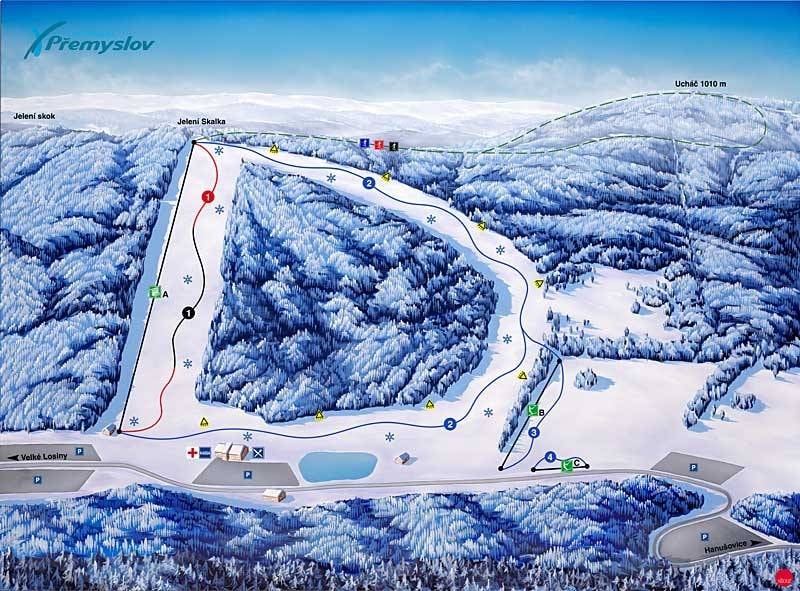 Přemyslov – Jelení trail map