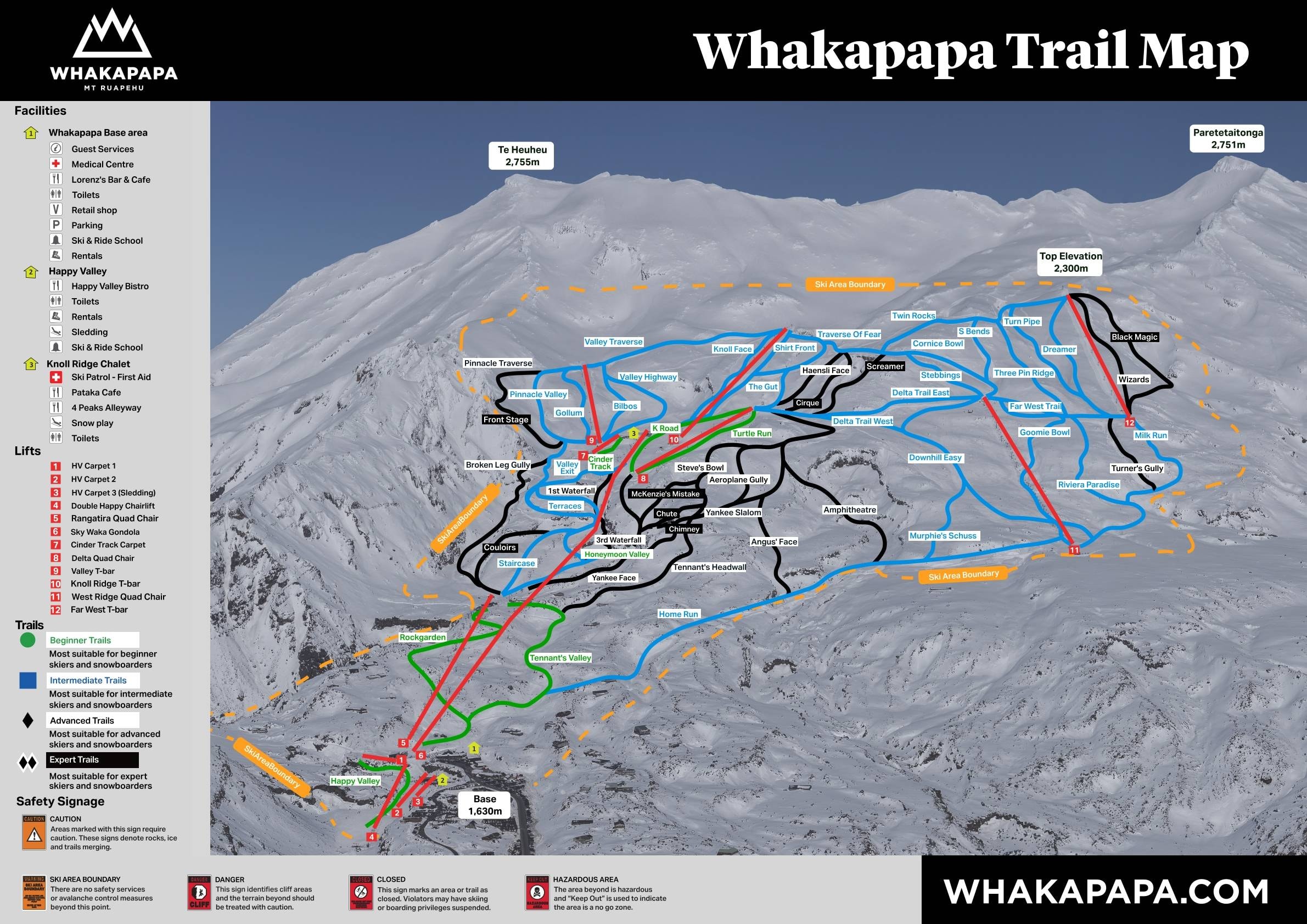 Whakapapa – Mt. Ruapehu trail map